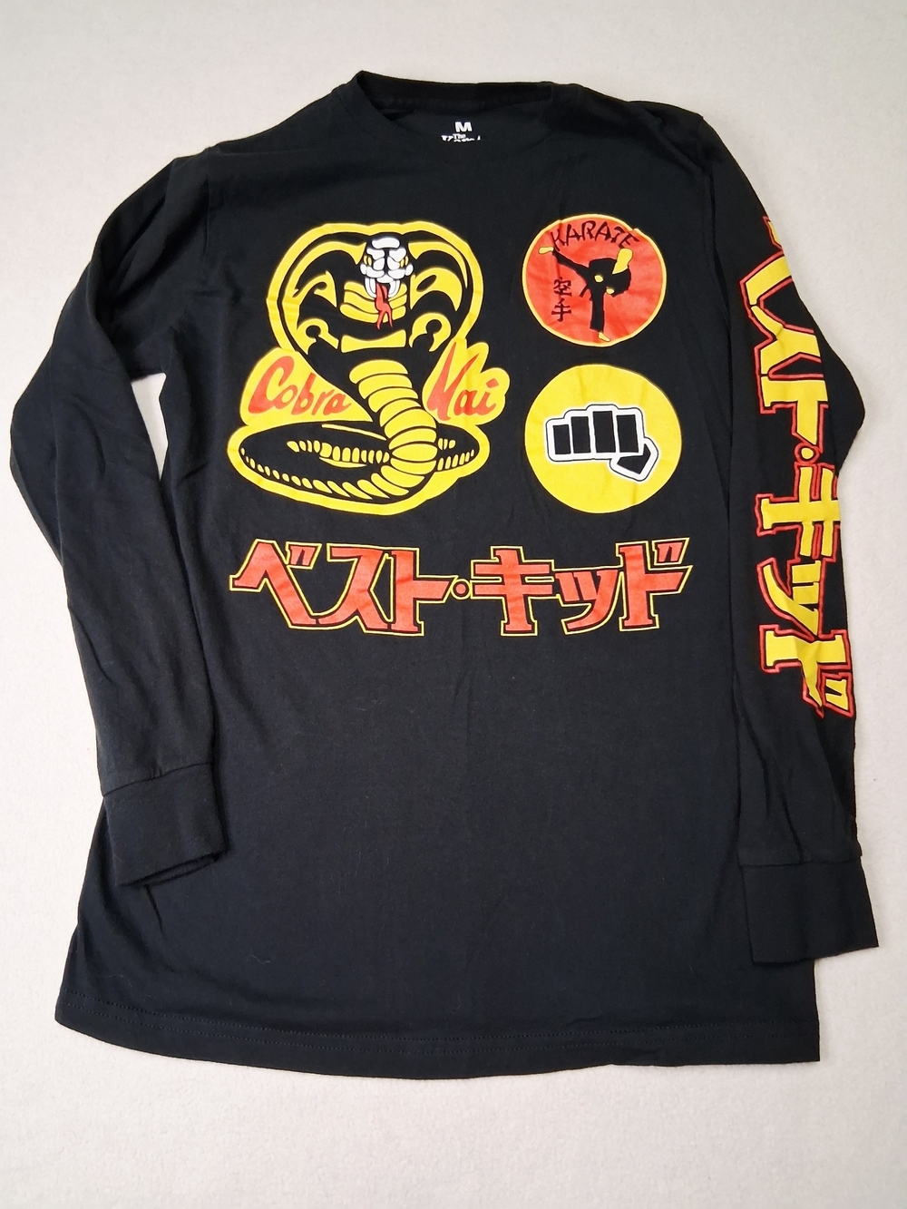 4/20$ Cobra Kai Black Long Sleeve Tee with Yellow & Red Graphics